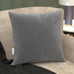 MY ARMOR Microfiber Square Pillow Cushion for Sofa & Bed | Soft, Fluffy for Comfort & Back Support | Washable & Hypoallergenic | Premium Velvet Outer Cover, Diwali Gifts, Grey, Pack of 1 [24" x 24"]