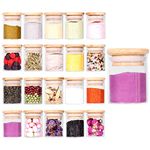 Tzerotone Spice Jar Set,2.5oz 20 Piece Glass Jar with Bamboo Airtight Lids and Labels, Mini Clear Food Storage Containers for pantry, kitchen canisters for Tea, Herbs, Sugar, Salt, Coffee