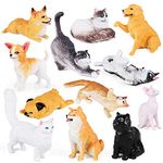 SIENON 12PCS Dog and Cat Figurines Realistic Pet Figures Toys Set, Plastic Puppy Figures Kitten Educational Toy Cat Dog Cake Topper for Pet Animal Theme Birthday Christmas Party Diorama School Project