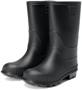 DREAM PAIRS Kids Waterproof Outdoor Rain Boots,All Black,3 Little Kid