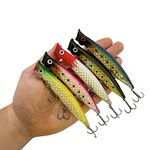 Surface Fishing Lures - Popper - Fishing Catching/Spinning Pack - Artificial Floating Lures - Pike / Black Bass / Sea Fishing - 11cm & 14g