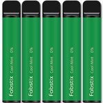 5 Disposable E-Cigarette Vape Pens - Fabstix MEGA Vape Pen Starter Kit - Prefilled, Precharged, Cool Mint - No Nicotine (Cool Mint, 5)