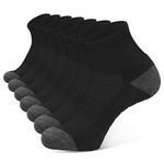 Closemate 7 Pairs Athletic Ankle Socks for Men Women Thick Cushioned Sole Running Quarter Socks(7 Balck, Size M)