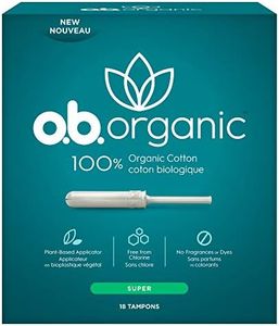 o.b. O.b. organic tampons with new plant-based applicator, 100% organic cotton, super, 18 count, 18 Count