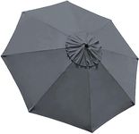 EliteShade USA 9ft Market Umbrella Replacement Canopy 8 Ribs Patio Umbrella Canopy Cover (CANOPY ONLY),Grey