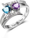 Lam Hub Fong Personalized Mothers Day Gifts Birthstone Rings for Women Mother Daughter Promise Rings for Her Custom Engagement Name Rings for Her Girlfriend Wife (2 Birthstones-1, 7)