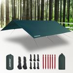 JAICOM Camping Tarp Tent Tarp Waterproof, 3 x 4m Rain Fly Tarp, Waterproof PU3000mm-Anti-UV Camping Shelter Accessories, for Oamping, Travel, Hammocks, Hiking, Beach