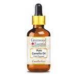 Greenwood Essential Pure Camellia Oil (Camellia kissi) with Glass Dropper Natural Therapeutic Grade Cold Pressed 15ml