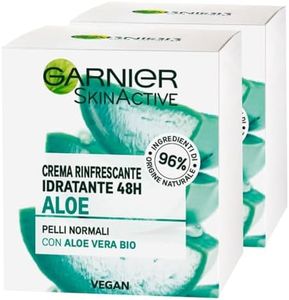 Garnier SkinActive Crema Viso Rinfrescante Idratante 48h Aloe Vera ad Azione Rinfrescante per Pelli Normali Formula con Ingredienti 96% di Origine Naturale - 2 Barattoli da 50ml