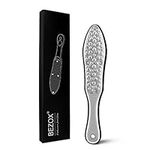 BEZOX Foot File Callus Remover, Heavy Duty Stainless Steel Foot Scrubber, Double Sided Grit Pedicure File Cracked Heel Scraper - W/Cloth Storage Bag