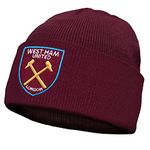 West Ham United FC Official Football Gift Kids Knitted Bronx Beanie Hat Claret