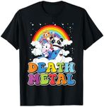 Retro Death Metal Cat Rainbow Unicorn Funny Heavy Metal T-Shirt