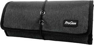 ProCase Travel Gear Organizer Electronics Accessories Bag, Small Gadget Carry Case Storage Bag Pouch for Charger USB Cables SD Memory Cards Earphone Flash Hard Drive (Black)