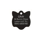 Bow Wow Meow BWM Aluminium Personalized Pet ID Tags Cat Tags | Dog Tag for Pets Laser Engraved & Personalised | ID Tags for Cats | Durable, Strong & Deeply Engraved - Black Cat, Small