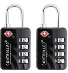 TSA Approved Locks - Pack Of 2- UK Brand - New And Improved Model for 2023- Premium Quality Luggage Locks by CONTROLLED SECURITY. 4 Digit Security Padlock For Suitcases, Rucksacks, Gym Bags & Lockers.