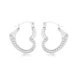 Amazon Essentials 9ct White Gold Cubic Zirconia Floating Heart Earrings (previously Amazon Collection)