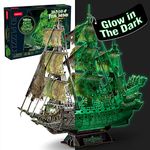 CubicFun Glow in The Dark 3D Puzzles for Adults - Luminous Flying Dutchman Pirate Ship Model Kit, Ghost Ship 3D Puzzle, Desk Decor Birthday Gifts for Women Men, 360 Pcs