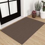 KOZYFLY Washable Area Rug 2x3 Ft Small Entryway Rug Indoor Door Mat Throw Rugs with Rubber Backing, Braided Cotton Floor Carpet for Front Entrance Bathroom Kitchen Foyer, Coffee/Brown