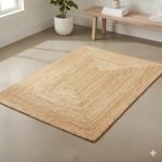 Craft Trade Natural Jute Area Rug Boho Braided Hand Woven Vintage Sisal Rug Reversible Home Decor Farmhouse Carpet Rag Rug for Kitchen Living Room and Bedroom - Rectangle 120x180 cm