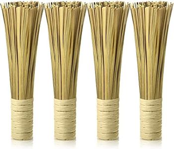 4 Pack 12 Inches Cleaning Whisk Bamboo Scrub Brush Kitchen Cleaning Brushes Bamboo Pot Scraper Scrubber Dish Pan Brush for Cooking Skillet Grill Utensils Scrubbing Cleaning