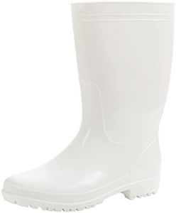 Comwarm Men's Mid-calf Rain Boots Waterproof Anti-Slip White PVC Adult Outdoor Work Rubber Boots WT47