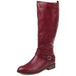 Journee Collection Womens Ivie Boots with Distressed Vegan Leather Uppers in Regular, Wide, and Extra Wide Calf, Wine (Extra Wide Calf), 7.5, Wine (Extra Wide Calf), 7.5