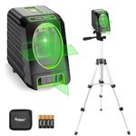 Huepar BOX-1G Laser Level Self Leveling with 25.6 Inch Tripod, Professional 150ft ± 1/13in Accuracy and Brighter Green Laser Covers of 150°, Cross Line Laser Level with Outdoor Pulse Mode