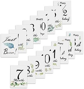 POWER FLOWER Lot de 16 Cartes - de la Naissance à 3 an Cartes Mois et 3 ère Année Cadeau de Naissance, Cartes étapes garçon, Souvenir Bébé (689)