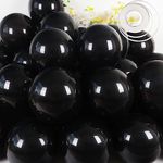 Black Balloons, 50 Pcs 12 In Black Party Decorations for Birthday Decorations, Wedding Decorations, Baby Shower Balloons, Black Birthday Balloons with Black Balloons and White Ribbon