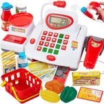 BUYGER Bigger Size Childrens Kids Toy Till Cash Register Toy with Scanner Supermarket for Kids, Pretend Play Shopping Toy