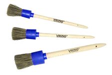 VIKING Car Detailing Brush Set for Car Cleaning Kit, Super-Soft Bristles for Exterior Detail, Includes Small 0.9 Inch, Medium 1 Inch, and Large 1.5 Inch Diameter Brush Heads, 3 Pack, Blue