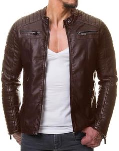 DECIMAL Men's Black REAL Lambskin Leather Biker Jacket VINTAGE GENUINE MOTORCYCLE JACKETS FOR MEN (US, Alpha, Small, Regular, Regular, B59 BROWN)