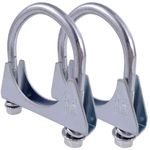 Atokrtact 2Inch Heavy Duty Exhaust U Clamps Saddle Style Muffler U-Bolt Clamp, Stainless Steel, Pack of 2 (52MM-Fit 2"OD Pipe) (52MM-Fit 2"OD Pipe)