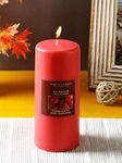 HOSLEY Apple Cinnamon Fragrance Red Pillar Candles| Soy & Paraffin Wax Candles for Home Decor|90 Hours Burning Time| Smokeless & Dripless|2.75 Inch Diameter|Pack of 1 (6 Inch Long)