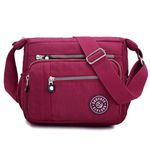 YYW Womens Multi Pocket Casual Cross Body Bag Travel Bag Messenger Handbag for Shopping Hiking Daily Use (Red)