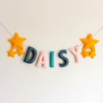 Crazy Craft Handmade Personalized Name Garland Bunting, Kids Name Wall Hanging, 6 Star Multicolor Name Bunting, Baby/Teen Custom Birthday Gift, Kids Room Décor Door Sign/Name Plate/Banner- 5 Letters