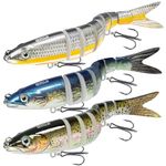 GOTOUR Fishing Lures, Full-Size Multi Jointed Swimbait, Slow Sinking Segmented Bass Fishing Lure, Swimming Fishing Lure Freshwater or Saltwater, Perch Pike Walleye striped Bass Lures, Fishing Bait Kit