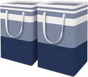 EpicTotes 2-Pack Large Laundry Basket, Collapsible Laundry Hamper, Freestanding Waterproof Laundry Bag, Tall Clothes Hamper-Extended&Reinforced Handles-for College Dorm, Family-Gradient Blue/75L