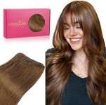 WENNALIFE Sew in Hair Extensions Real Human Hair, 20 Inch 100g Light Auburn Brown Machine Weft Hair Extensions Human Hair Hand Tied Weft Hair Extensions Sew In