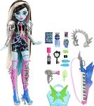 Monster High Doll, Amped Up Frankie Stein Rockstar with Instrument and Performance-Themed Accessories Like Headphones