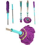 Twist Mop 360 Degree Floor Mop Telescopic Stainless Steel Handle Easy Rotating Squeeze Mopping Neat and Compact Easy Self Wringing (MOP HEAD X2)