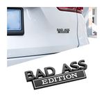 Car Bad Ass Edition Emblem, 3D Fender Badge Decal Car Sticker with 3M Adhesive, Auto Accessories for Tailgate Front Grille Hood Trunk, Car Replacement Compatible with Car Motorcycle SUV (Black/White)