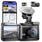 AZDOME 4K Dash Cam Front and Rear, 2160P Car Camera for Car, 64GB Card Included, WiFi Dash Cam with GPS and Speed, 2.4" Screen Dashcam with WDR Night Vision Motion Detection 24H Parking Mode GS63H Pro