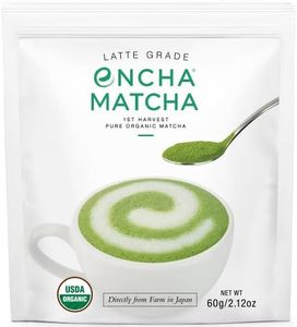 Encha Latte Grade Matcha Powder - Unsweetened, First Harvest, Organic Matcha Green Tea Powder From Uji, Japan (60g/2.12 Ounce) Premium Powder for matcha latte, smoothie | Caffeine, L-Theanine