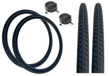 PAIR Baldy's 26 x 1-3/8 BLACK TYRES Suitable For Traditional Vintage Road Bikes & Schrader Valve Inner Tubes