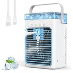 Portable Air Conditioner, Personal Evaporative Air Cooler, 3-Speed Small AC Fan, 8H Auto-off, Mini Air Conditioner, Mobile Air Conditioners for Car, Desktop, Camping, Bedroom, Office