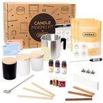 Anbar DIY Candle Making Kit for Adults with Natural Soy Wax, Cotton Wicks, Essential Oils, Glass Jars, Thermometer, Labels, and Essential Accessories for Scented Votive Candles, Fun Hobby Crafting Set