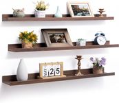 Streem Sheesham Wood Floating Shelves, Wall Shelves Set of 3, Picture Shelf Photo Ledge Shelves for Bathroom Kitchen and Bedroom,Livingroom & Office (47 inch, Walnut)