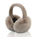 XIAOHAWANG Foldable Ear Muffs Women Winter Fluffy Earmuffs Warm Girls Ear Warmer Soft Outdoor Ear Cover (A-khaki)