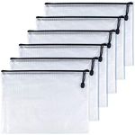 6 items Shirt Package Wallet Pouch PVC Zip Document Folder / PVC School Office Magazine Document File Zippy Closure Folder Holder Bag-Black a4